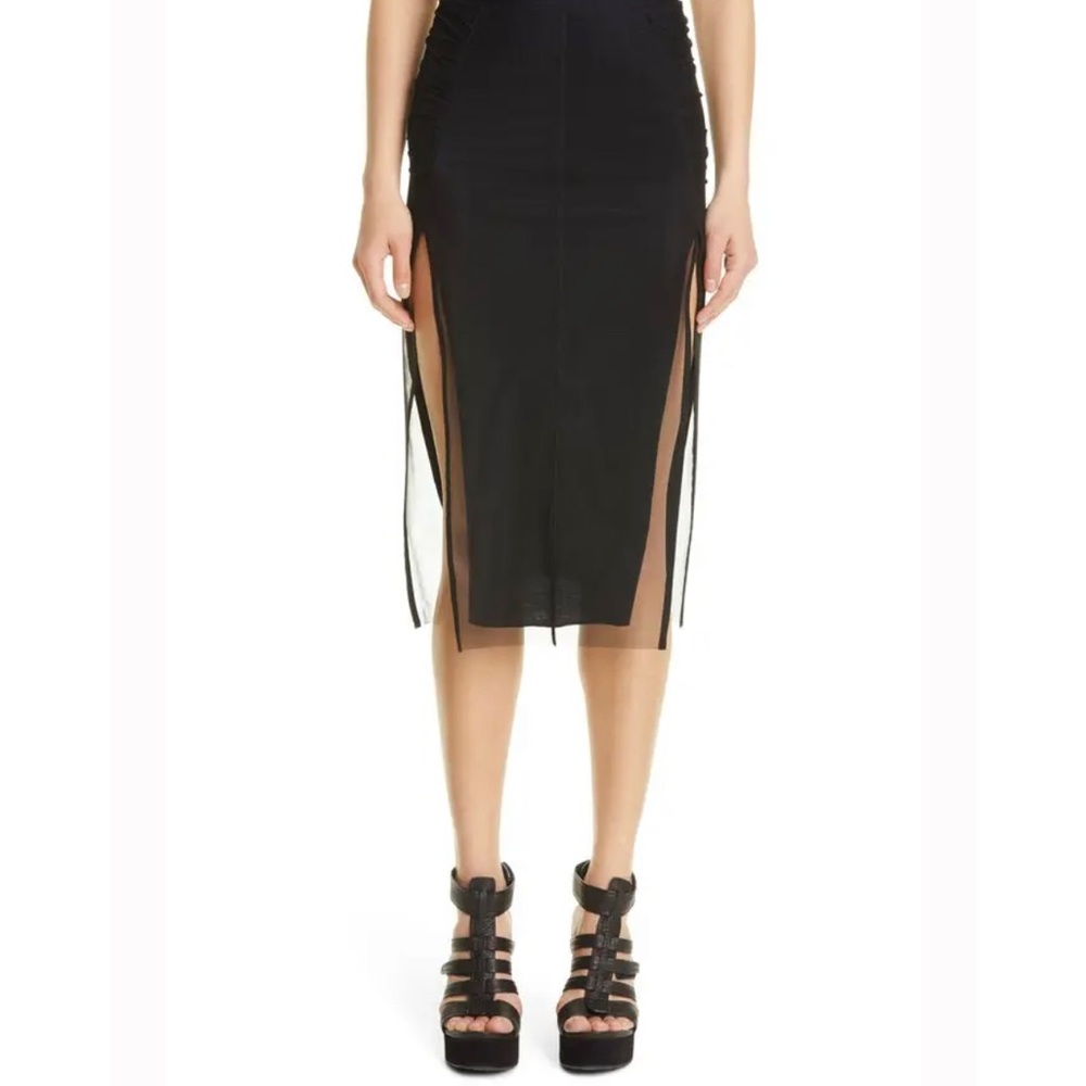 Rick Owens Black Sheer Midi Skirt